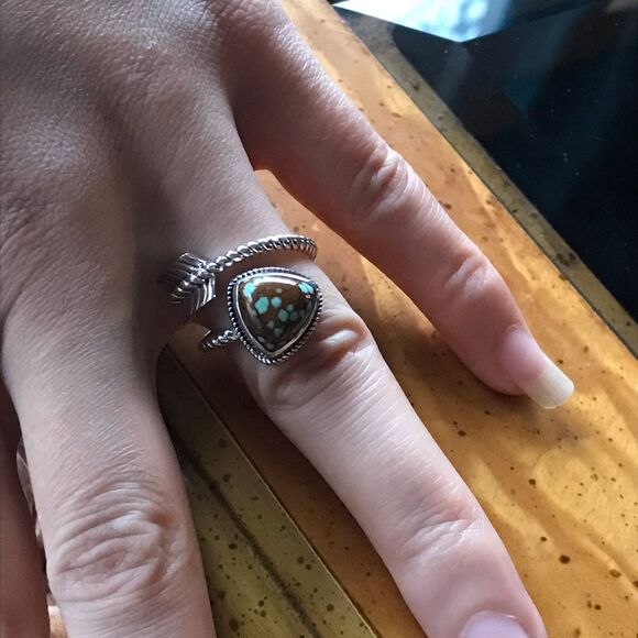 Royston Blue Horizon Turquoise Sterling Silver Arrow Ring Size 7 - Picture 2 of 9